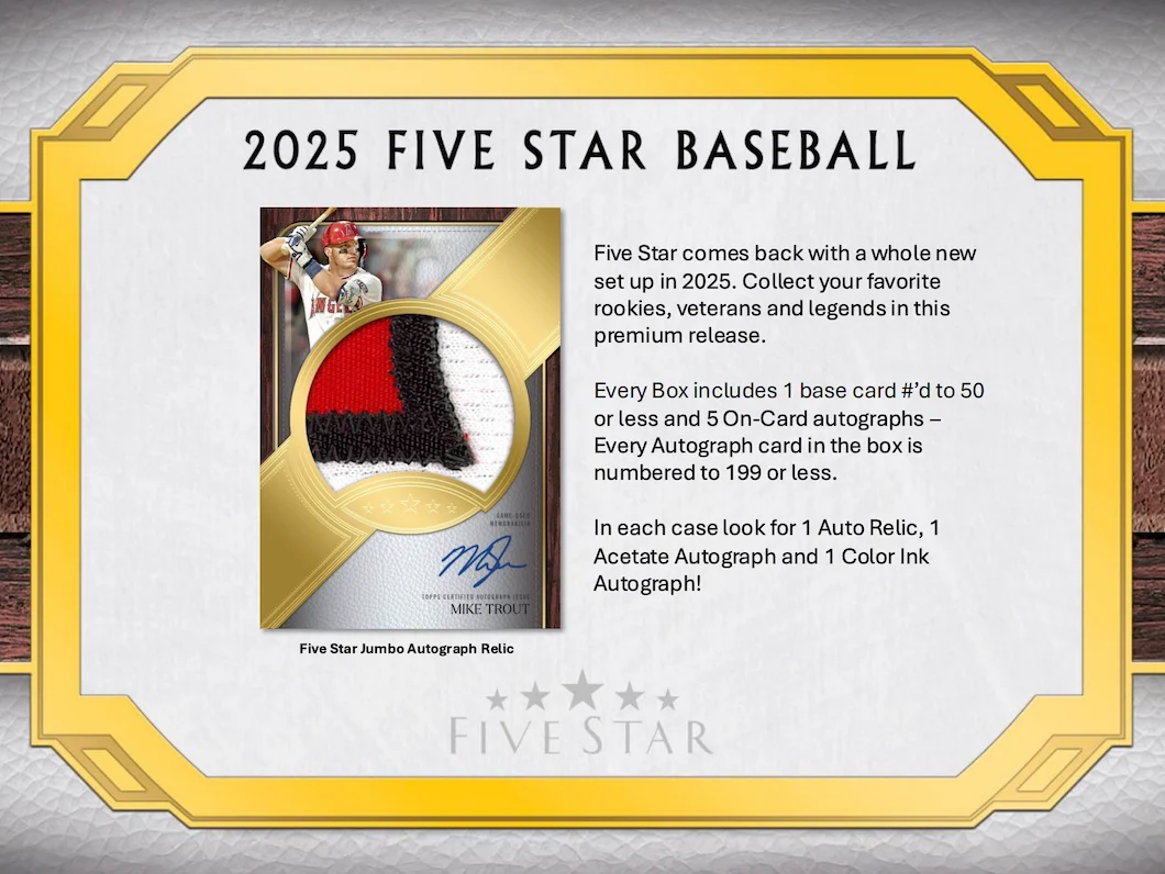 2025 Topps Five Star Baseball Hobby 3 Box Case Break #28 - PICK YOUR TEAM